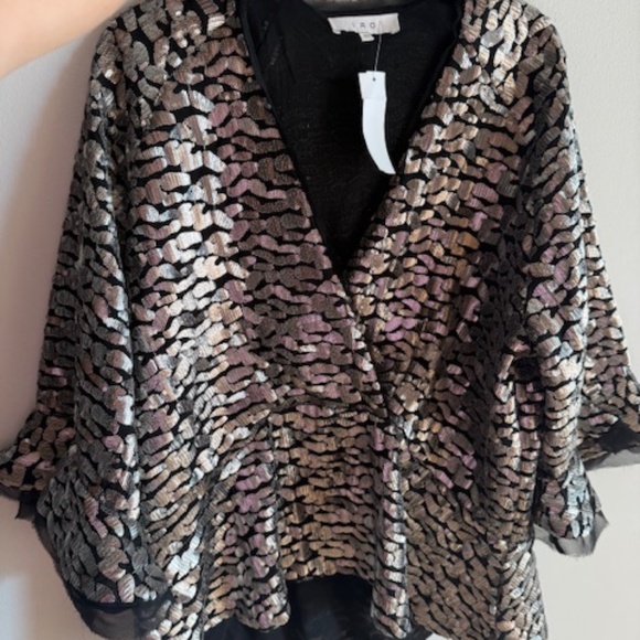 Pre-loved IRO Black & Gold Sequinned Evening Top - Size 40 (M) - Picture 3 of 7